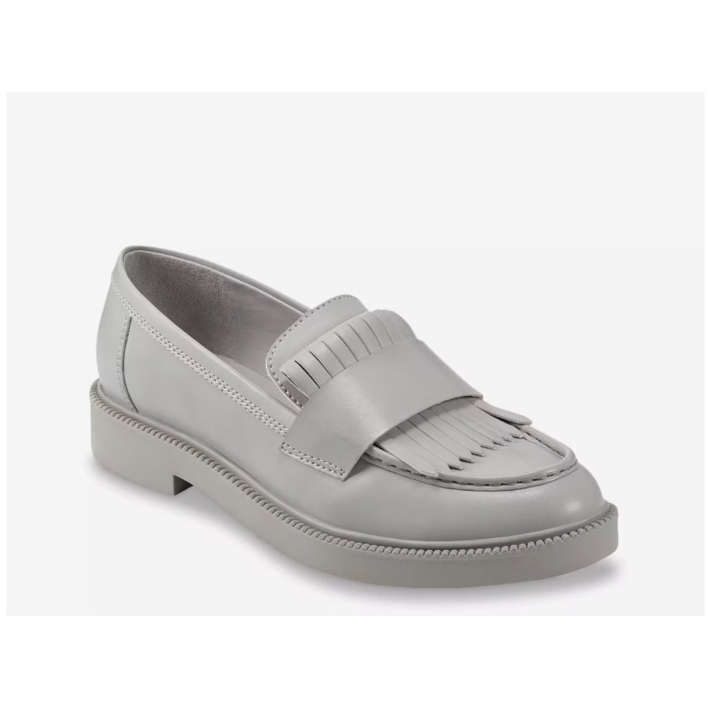 NWOT Marc Fisher Women's Calixy‎ Grey Slip On Loafers Size 10M Fringe Detail
